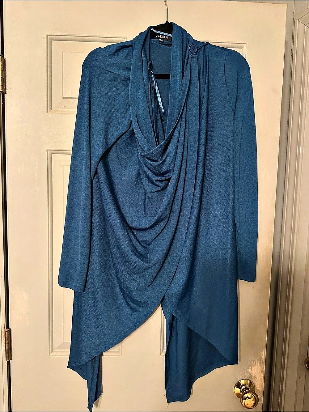 Papillon Blue Draped Asymmetrical Tunic Like New